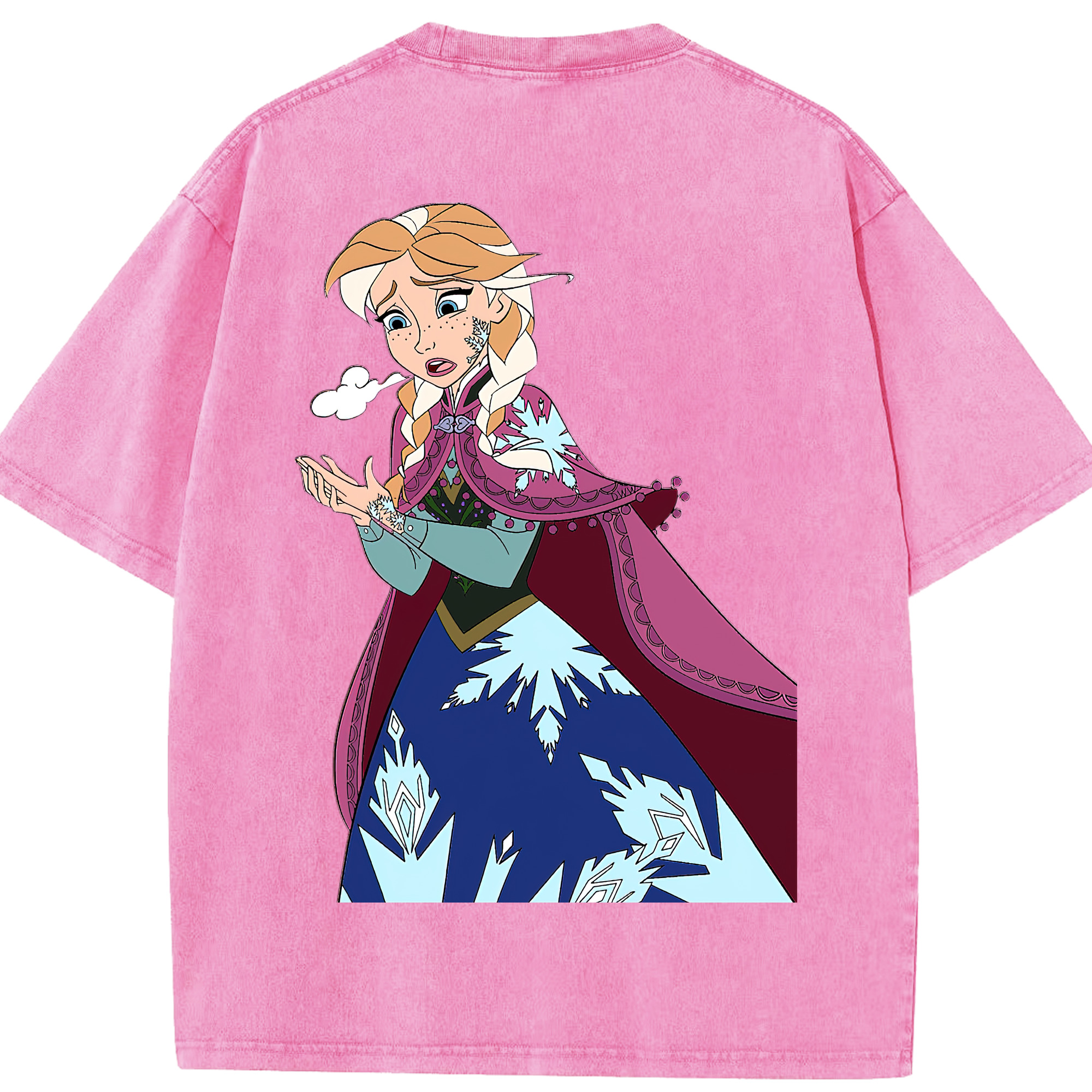 （画像用） アナと雪の女王 アンナ エルサ Frozen Anna Elsa 綿100% ヴィンテージ風 半袖Tシャツ（背面プリント）